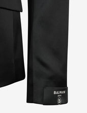 Load image into Gallery viewer, Black Double-Breasted Silk Blazer -